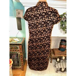 VINTAGE SHANGHAI TANG SILK BURNOUT VELVET CHEONGSAM DRESS